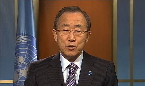 聯合國秘書長潘基文于紐約時間1月22日中午舉行記者會。（圖片來源：聯合國網站）