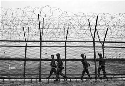 5日，韓國邊境城市坡州，韓國士兵在此巡邏，這里距離軍事分界線不遠。