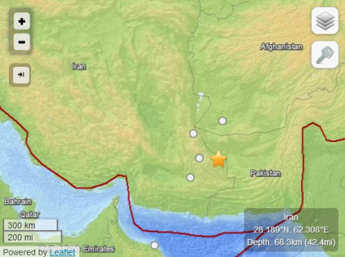 伊朗巴基斯坦交界處發生5.7級地震深度68公里
