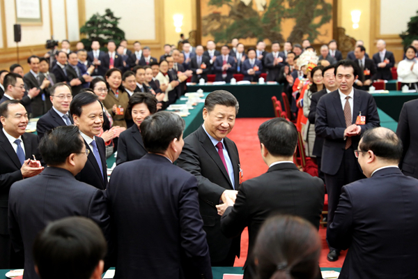 2018年3月10日，習(xí)近平參加十三屆全國人大一次會議重慶代表團(tuán)的審議。
