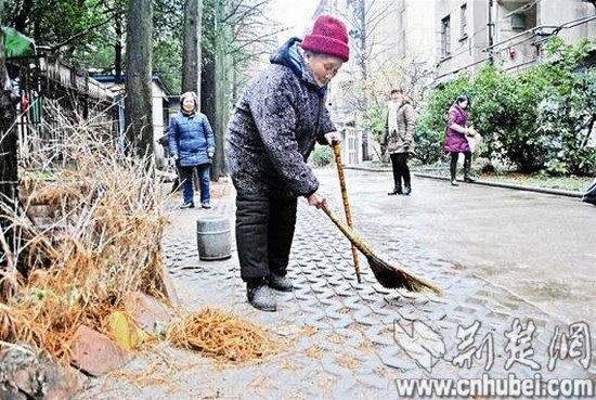 104歲老太義務清掃社區(qū)幾十年尚可穿針引線（圖）